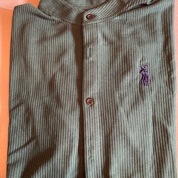 Polo by Ralph Lauren Red Ribbed Button Down Shirt Set - Picture 5 of 6